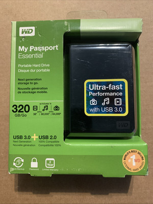 WD My Passport Essential 320 GB USB 3.0 Portable External Hard Drive New/Sealed