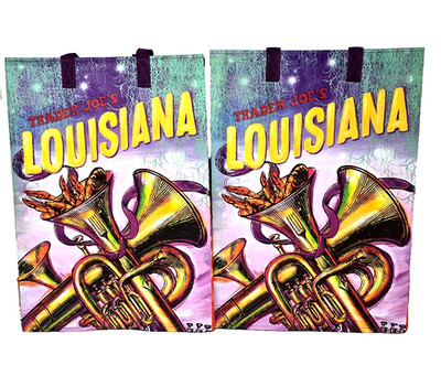 Trader Joe's LOUISIANA Regional Reusable Shopping Tote Bag Lot of 2 NWT