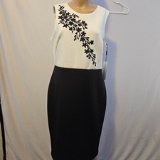 Calvin Klein Black White Color block Sheath Dress Sleeveless Size 12