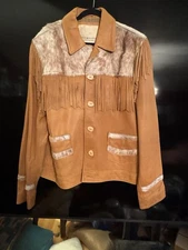 Men’s Ralph Lauren, Special Leather Jacket With Fringe And Fur .XL Size