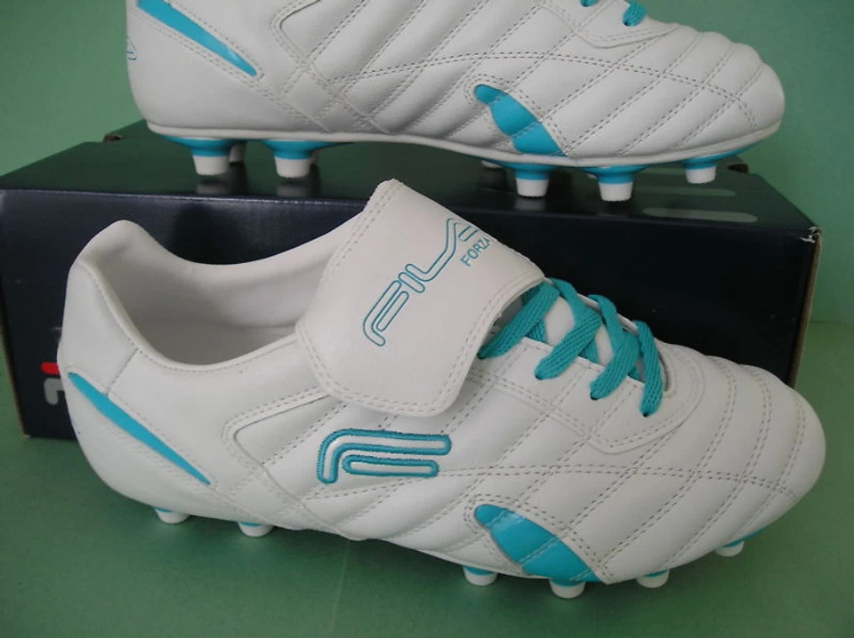 RARE~Fila FORZA~Futbol Soccer Boot Cleat Shoe~WOMENS 10 white turquoise - Image 3 of 4