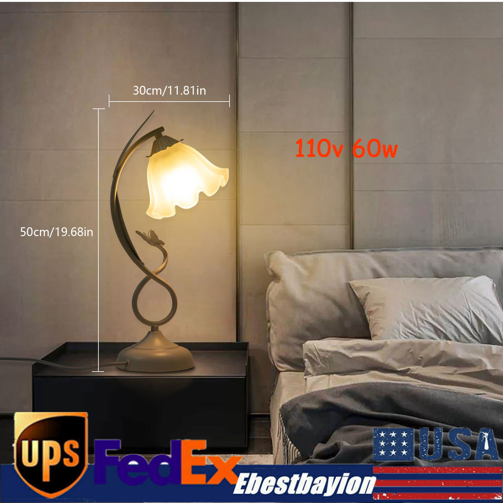 Flower-shaped 60W Bedside Reading Lamp Free-standing Desk Decor