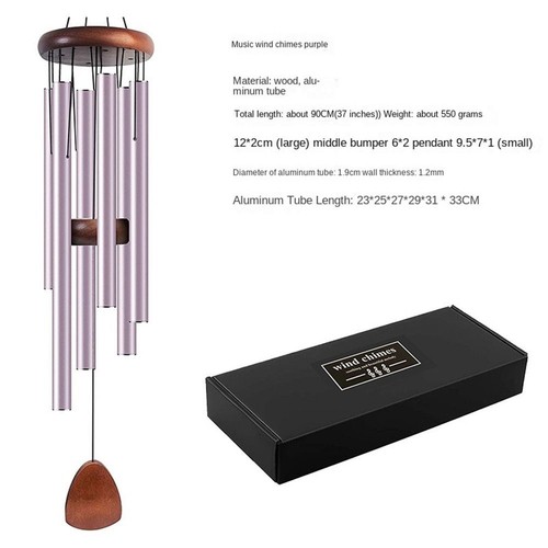 37 Inch Metal Tubes Windchime 6 Rods Wind Bell New Aluminum Wind Chimes Garden - Picture 11 of 13