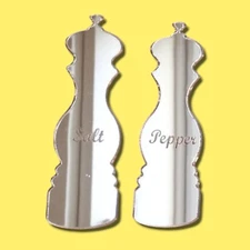 Salt and Pepper Mill Engraved Shaped Acrylic Mirrors - Various Sizes