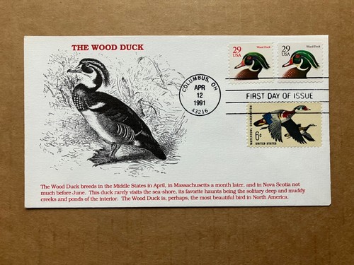 1991 29c Wood Duck black & red 2484-85 KMC Venture Combination FDC