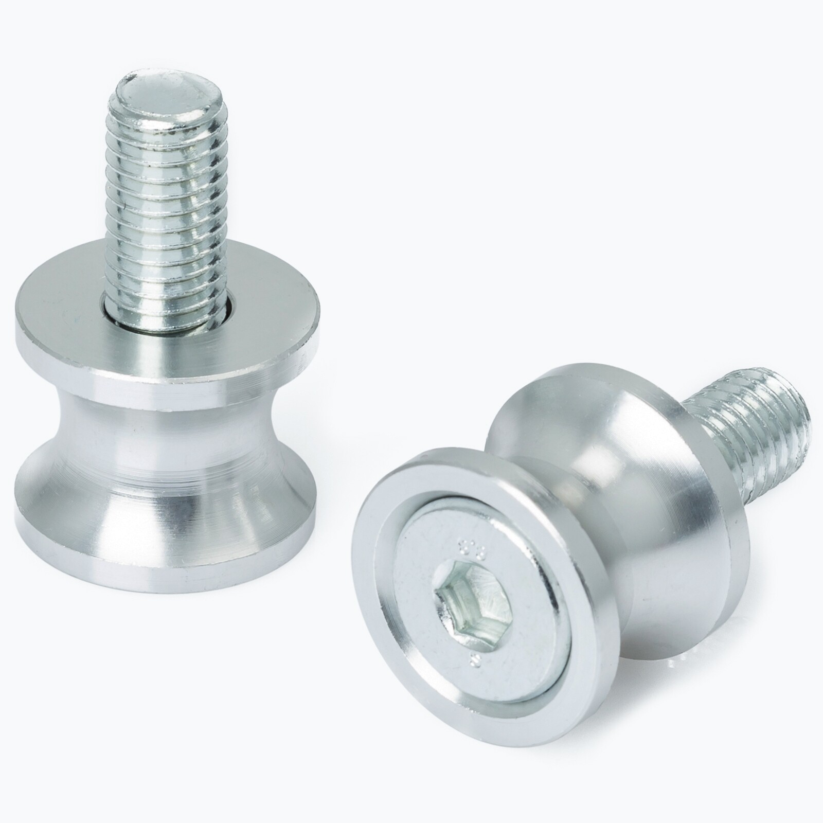 Bobbin Spools Swingarm Paddock Stand Adaptors 10 mm Motorbike Motorcycle  Silver