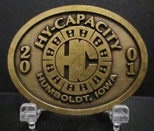 Hy-Capacity HC Humbolt Iowa 2001 Brass Collectible Limited Edition Belt Buckle