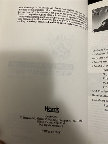 AFA Life Member Air Force Association Members Official Directory 1988 Hardback - Picture 5 of 6