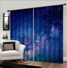 3D Blue Starry Sky ZHUA061 Photo Curtain Window Blockout Fabric Amy 2023
