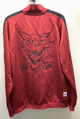 Puma Long Sleeve Red Zip Jacket - Cat Design on Back -T7 Track '68- Size L