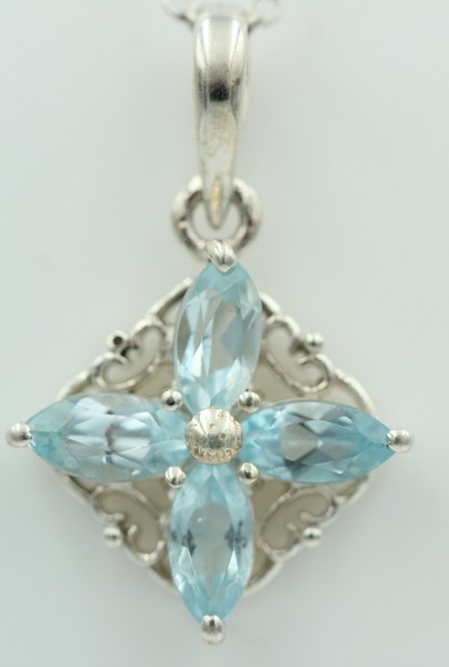 Edler 1,84 Carat Blautopas AnhäNger 925 Silber Collier Kette Blautopas Top-image