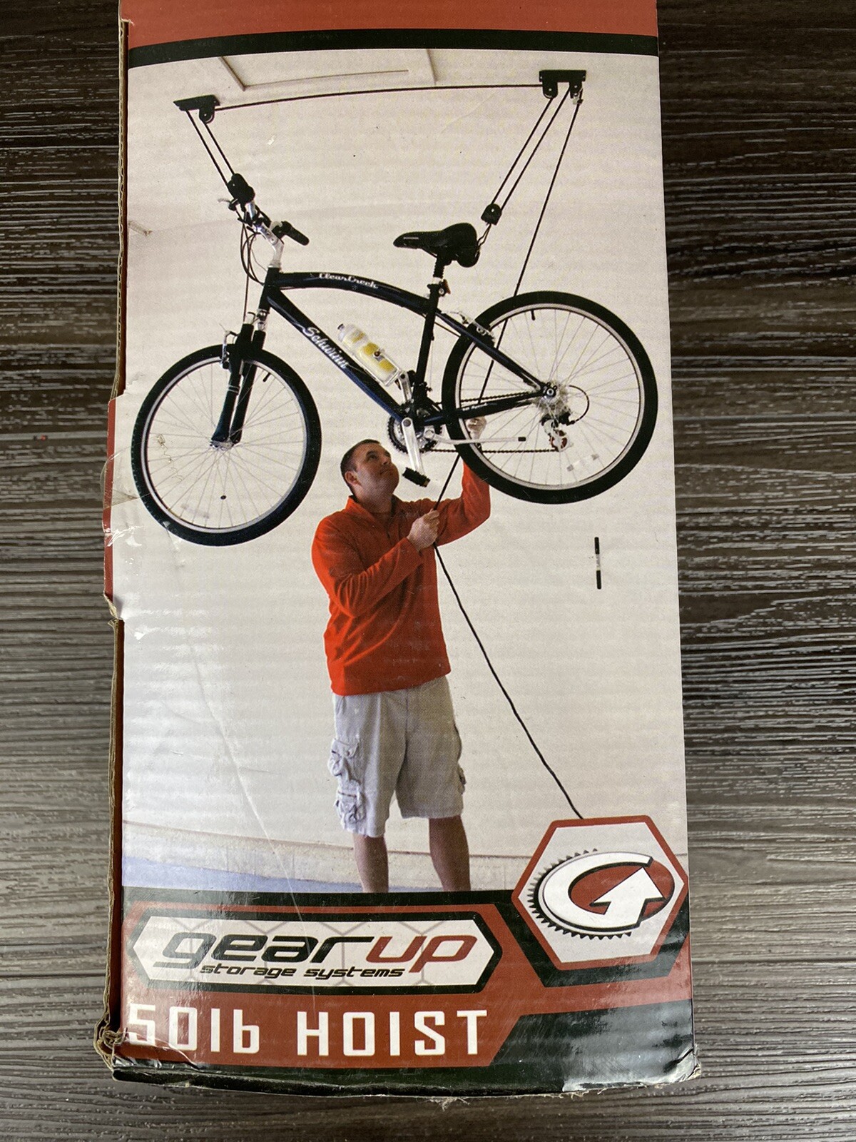 GEARUP- UP AND AWAY BIKE HOIST PULLEY SYSTEM- 50 POUNDS NEW IN OPENED BOX-