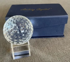 AMLONG Crystal Clear Crystal Golf Ball With Crystal Cube Stand - Desk Weight