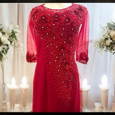 [SALE] Burgundy Red Ao Dai Size L (2 Layer) + Pants; Holidays, Wedding