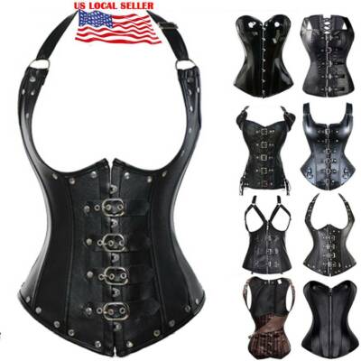 Corset Burlesque Women Black Boned Waist Training Lace up Party Costume Shaper