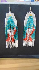 Seed Beaded Earrings Christmas earrings Designed Santa/ tree 4 x 1