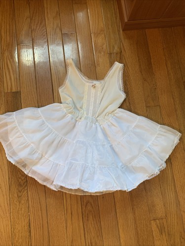 Vtg STONE Girls Dress Slip Tiered Tulle petitcoat NYLON LACE ACCENT Sz 4 - Picture 5 of 10
