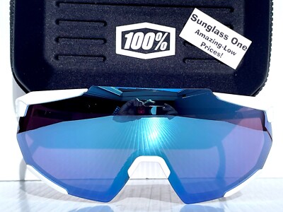 NEW 100% Percent RACETRAP 3.0 Matte White HiPER Blue Mirror