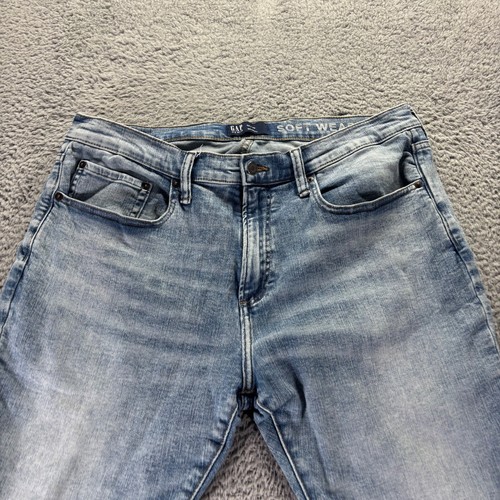 Gap 1969 Jeans Mens 38x30 Blue Light Wash Cotton Blend Stretch Skinny Soft Wear - Picture 2 of 11