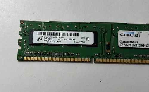 1GB Crucial Micron 1Rx8 PC3-10600U-9-10-A0 240-PIN 128Mx64 DDR3 Memory Ram - Picture 1 of 9