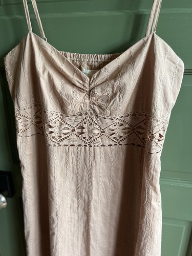 e-klah Kleid Dusty Pink Cottage Boho bestickt Baumwolle komplett gefüttert Neu ohne Etikett Gr. L - Bild 2 von 11
