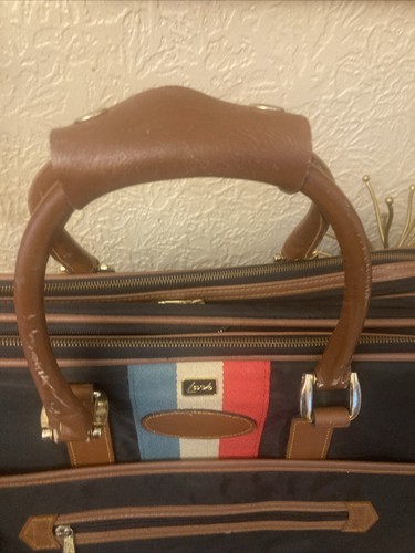 Vintage Lark Suitcase Leather Trim 3 Section, Expandable Carry-on, Weekender 21" - Picture 7 of 13