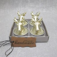 Goldbach Deko Teelichter Tischdeko Hirsch Gold Edel Modern Winter Weihnachten