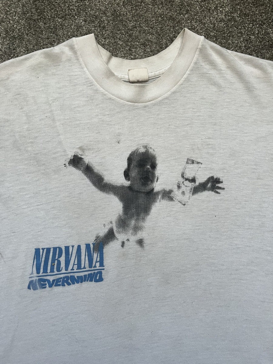 RARE PROMO 80s Nirvana Nevermind Test Print White T-Shirt Vintage 