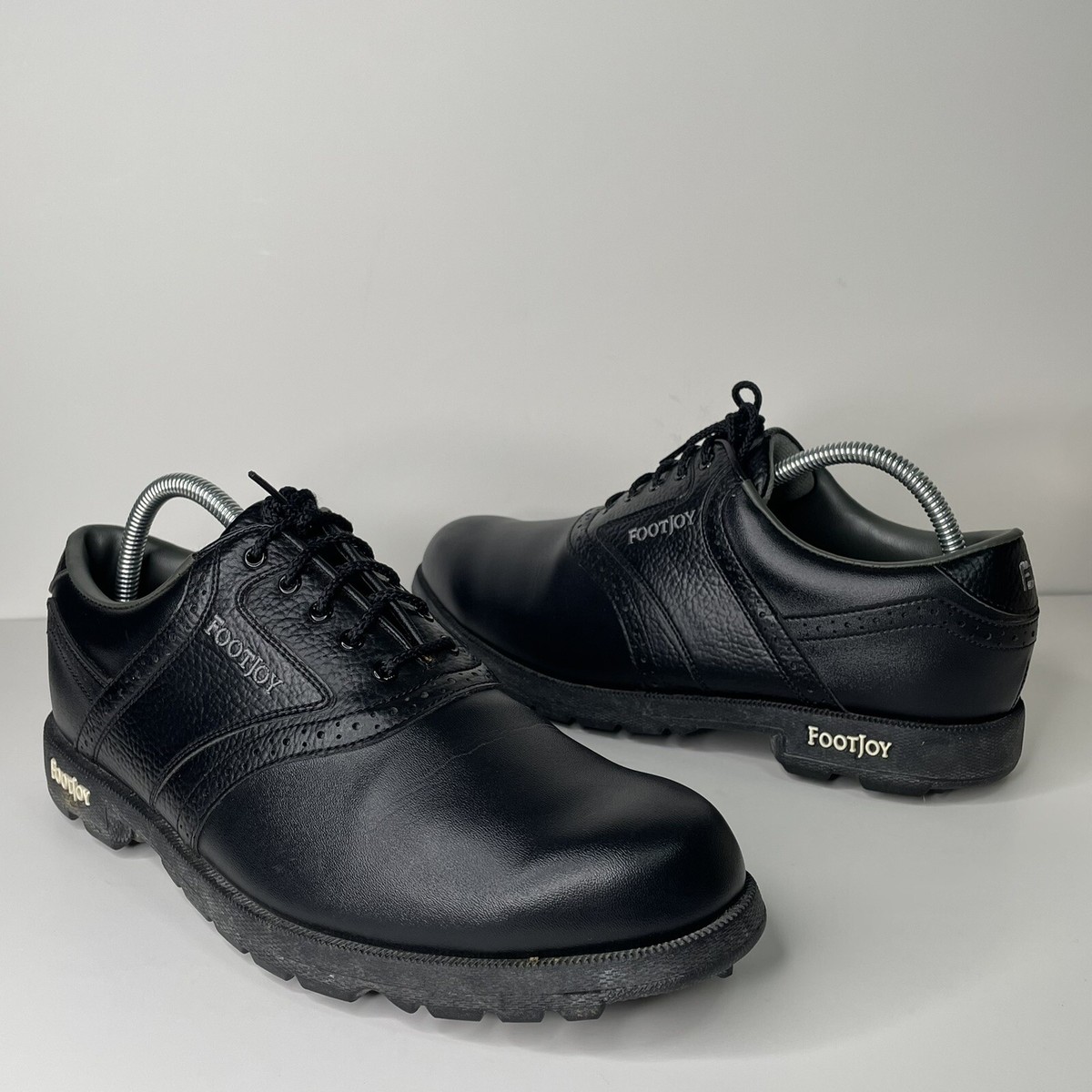 FootJoy GreenJoy ゴルフシューズ FootJoy GreenJoys Oxford Black Leather Golf Shoes 45534 Men's Size