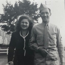 WWII Military Man Uniform Photo 1940s Handsome Serviceman His Girl Street