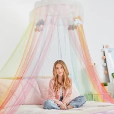 Three Cheers for Girls - Rainbow Bright Canopy - Rainbow Bed Canopy for Girls - 