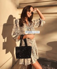Zara Satin Feel Snakprint Animal Button Dowm Mini Dress Small UK8/10 BNWT