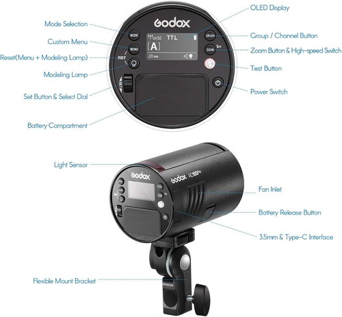 Godox AD100Pro AD100 PRO TTL HSS 100W Flash Speedlite 2.4G Wireless Pocket Flash - Picture 6 of 9