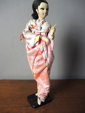 Alte Japanische Stoffpuppe tolle Stoffe Handgenäht und bemalt