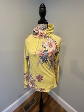 Joules Yellow Floral Light Hoodie Sweatshirt Pullover Sz. 8