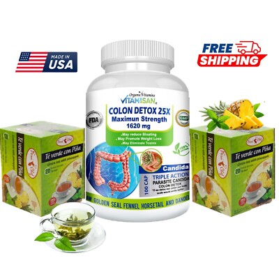 Colon Detox Natural Cleanse + Pineapple Green Tea | Weight Loss, Bloating Relief
