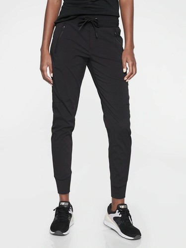 Athleta Trekkie North Jogger Pants Womens 4 Black Drawstring Zip Pockets - Picture 8 of 14