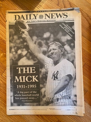 Mickey Mantle 1931-1995 New York Daily News Newspaper 1995 8/14/95 NY Yankees - 第 1/3 張圖片