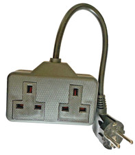 EURO French Schuko hybrid-plug 16A Generator Adapter 2x UK socket 13A cable 1mm2