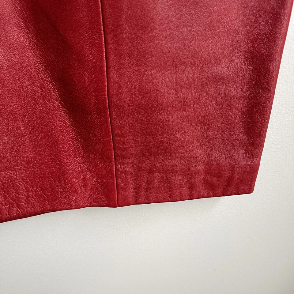"Falda lápiz vintage de cuero rojo Ciel años 80 cintura alta midi talla 42 10 29""" Foto 3 de 4