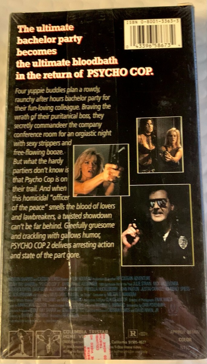 Psycho Cop 2 VHS - Columbia Tristar- Horror/Action - New