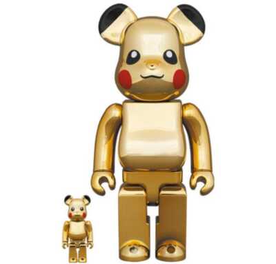 BE@RBRICK PikaChu Gold Chrome Ver. 100% & 400% Pokemon Bearbrick
