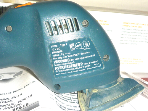 LIJADORA DE DETALLES inalámbrica B&D VersaPak VP510T 7,2 V - NOS - Sin baterías - Imagen 7 de 7