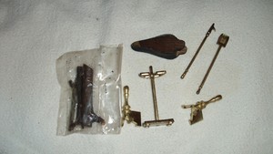 1 12 Scale Dollhouse Miniature Brass Fireplace Accessories Set
