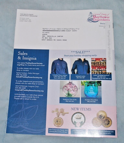 The Mayflower Quarterly Magazine Fall 2020 Vol. 86 No. 3 Fast Free US Ship - Picture 3 of 3