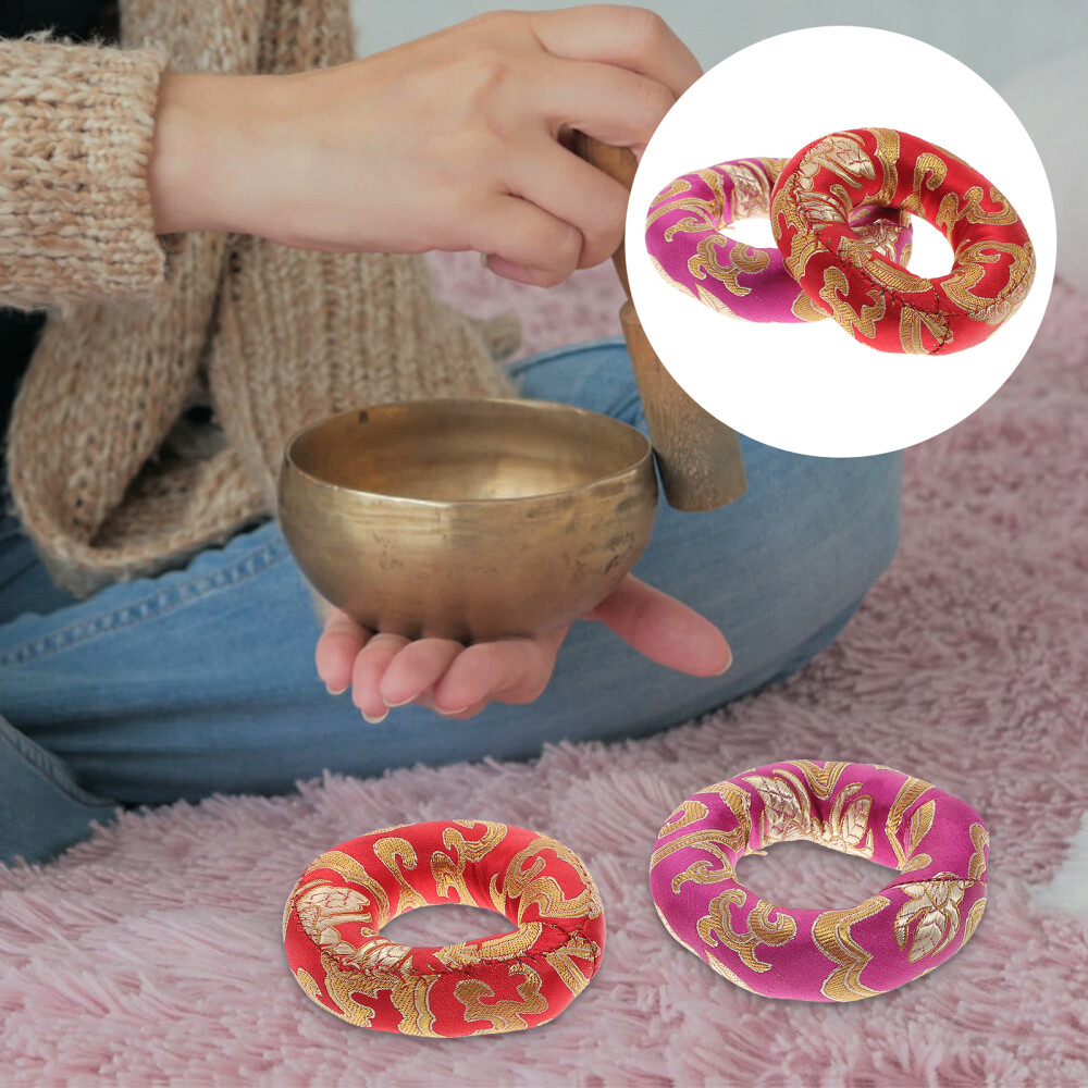 2 Pcs Meditation Singing Bowl Cushion Buddha Music Mat Premium Material Mats