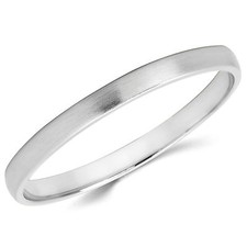 10K Solid White Gold 2mm Brush Finish Men's and Women's Wedding Band Ring