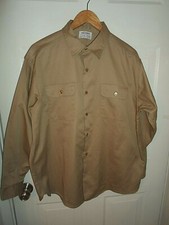 BIG YANK Beige or Khaki VTG Work Shirt Sz 17M USA Union Made CELANESE FORTREL