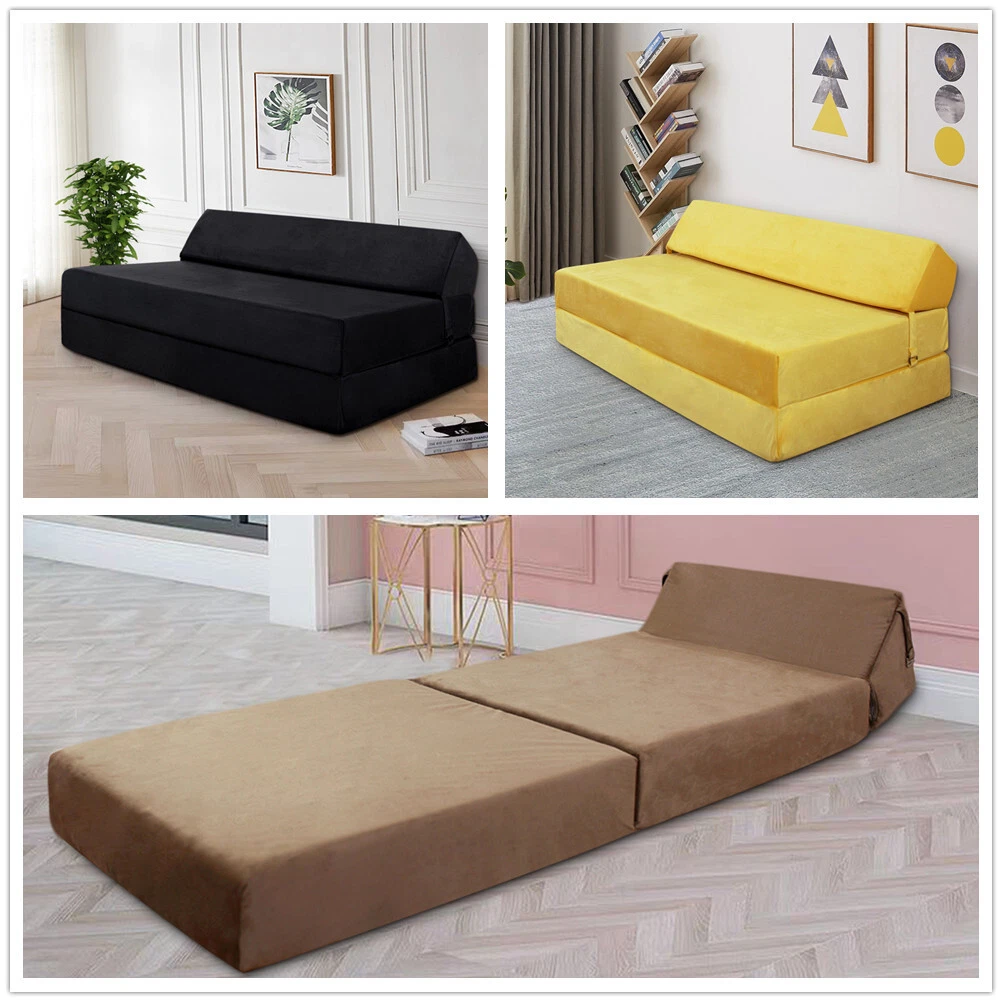 Single Double Fold Out Sofa Bed Futon Foam Filled Z Chair Guest