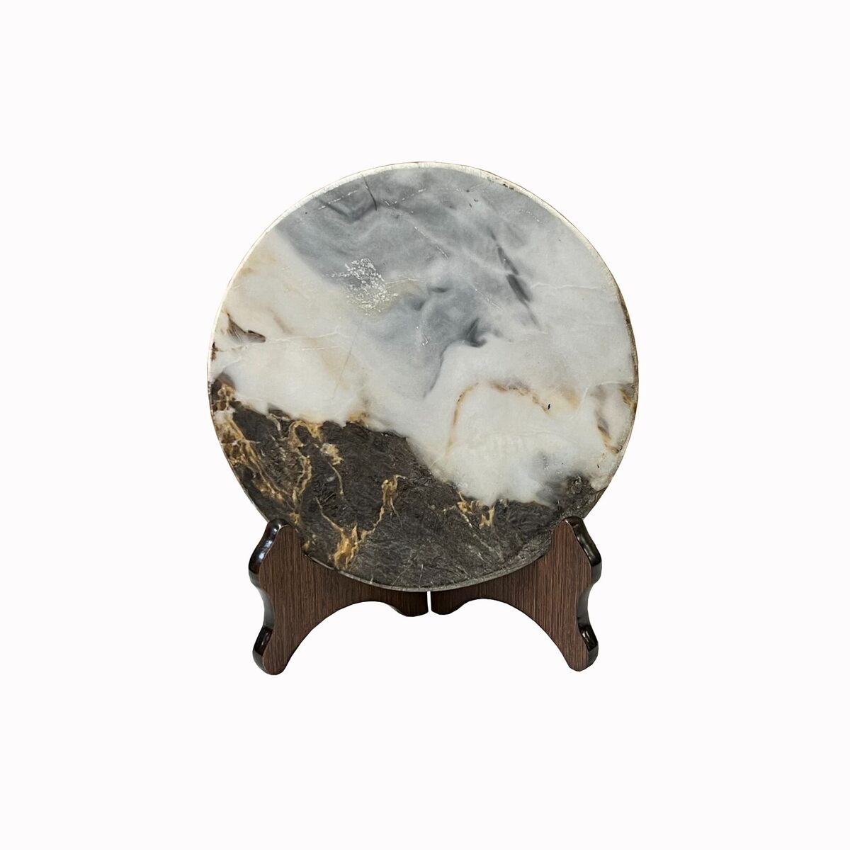 Chinese Natural Dream Stone Round White Fengshui Plaque Display ws2261S Chinese Natural Dream Stone Round White Fengshui Plaque Display ws2261S